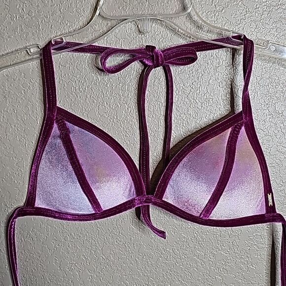 PINK VS Small Velvet purple triangle bikini top - Picture 1 of 3